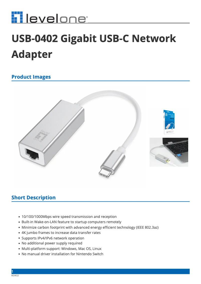 First page image of the manual for USB-0402