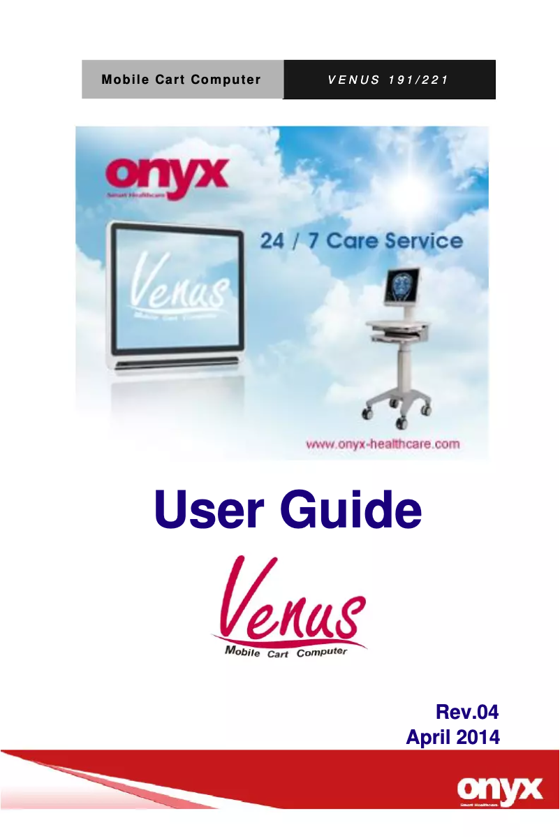 Page 1 of the manual User Manual Onyx Venus 221