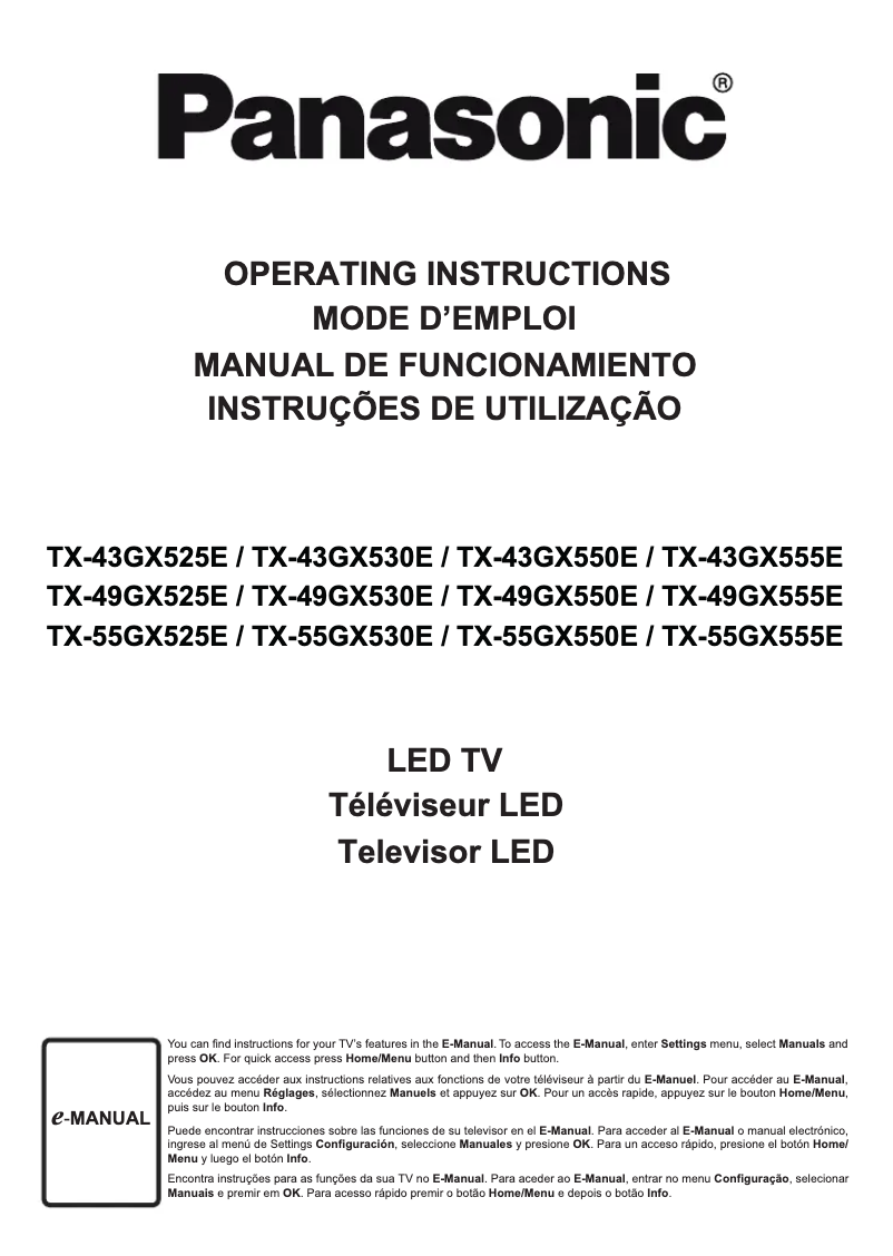First page image of the manual for TX-43GX555E