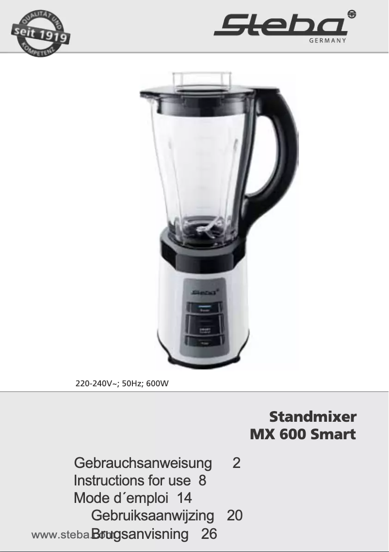 First page image of the manual for MX 600 Smart
