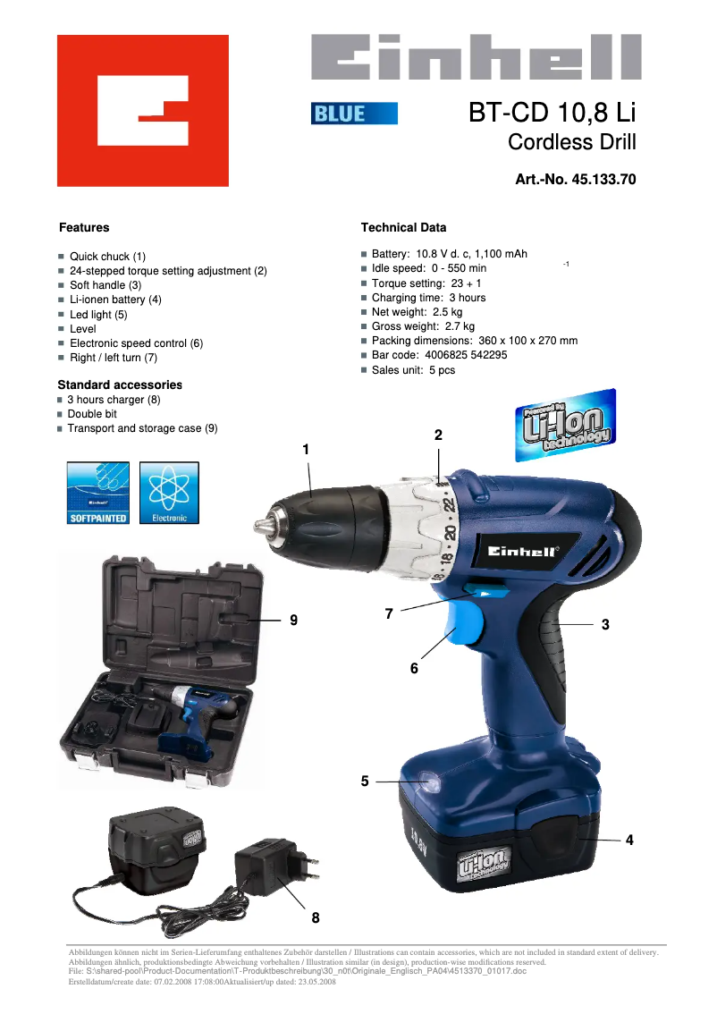 First page image of the manual for BT-CD 10,8 Li