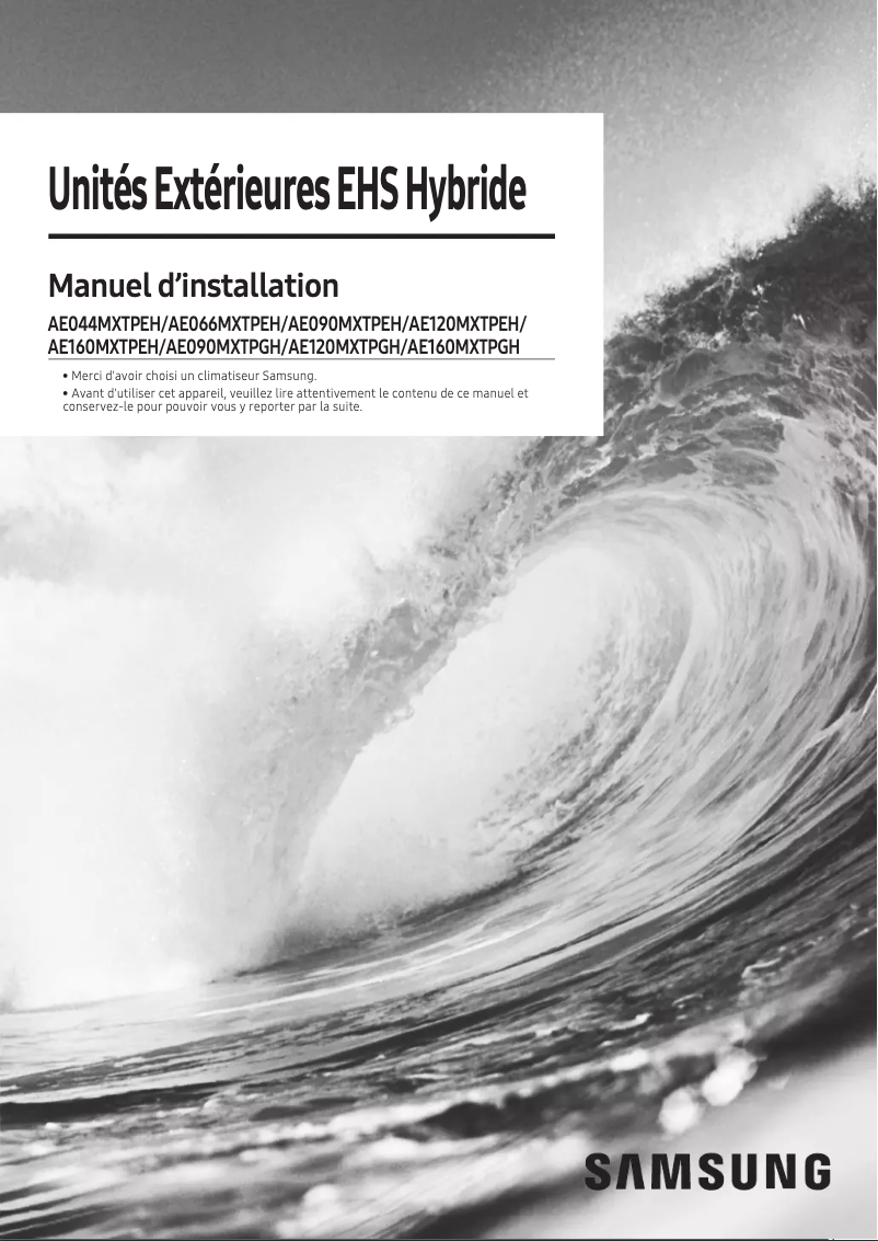 First page image of the manual for AE160MXTPGH