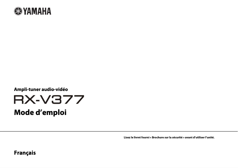 Page 1 of the manual User Manual Yamaha RX-V377