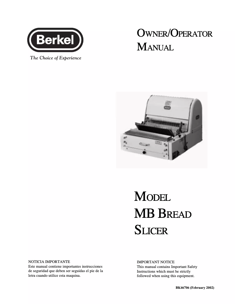 First page image of the manual for MB1