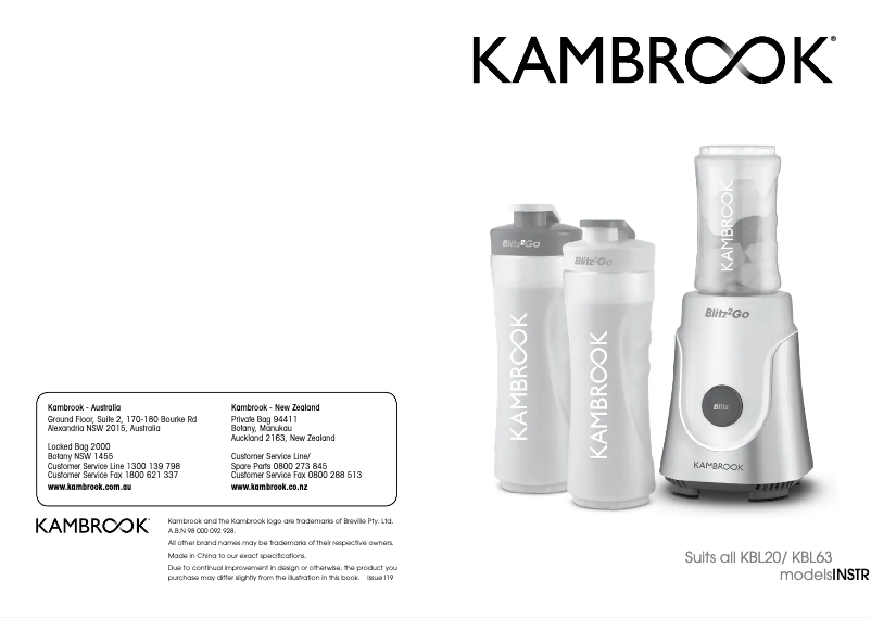 First page image of the manual for Blitz2Go KBL63