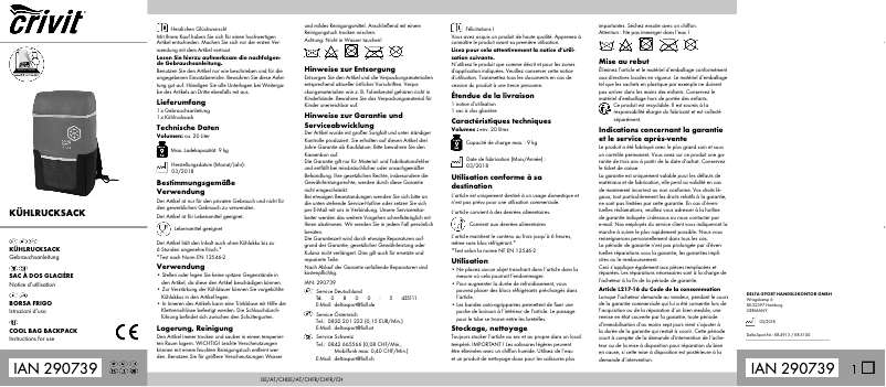 First page image of the manual for IAN 311327