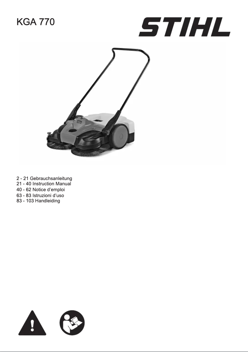 First page image of the manual for KGA 770