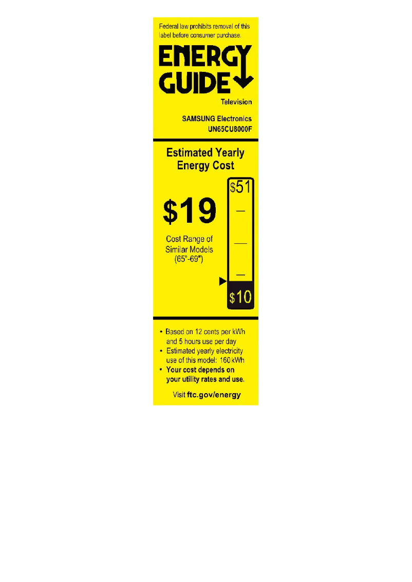 Page 1 of the manual Energy Label Samsung UN65CU8000F