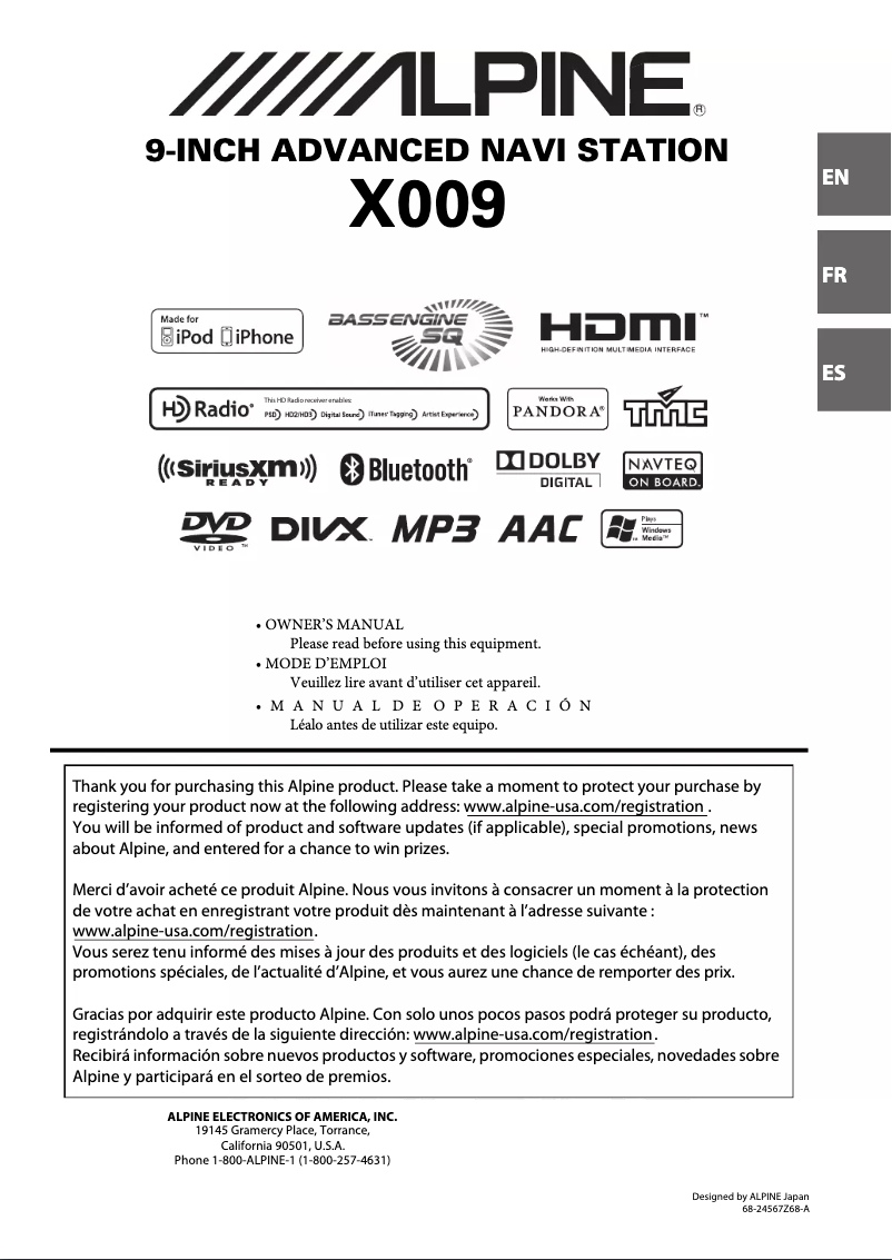 First page image of the manual for X009