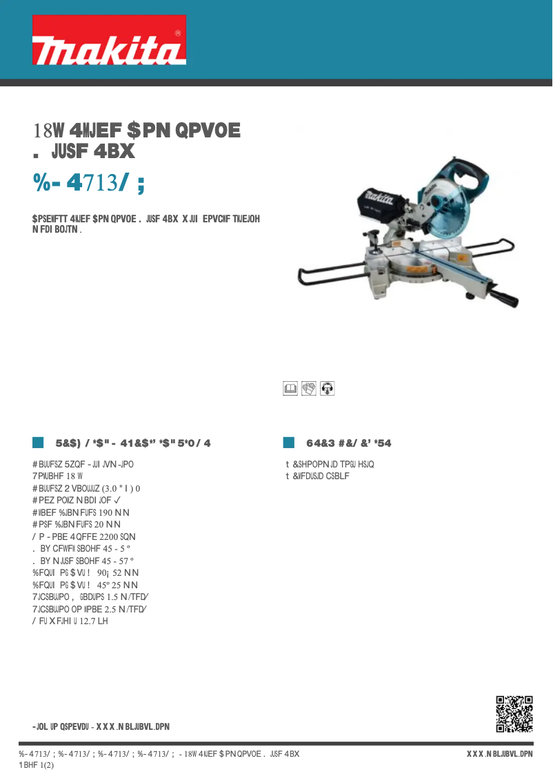 Page 1 of the manual Technical Sheet Makita DLS713NZ