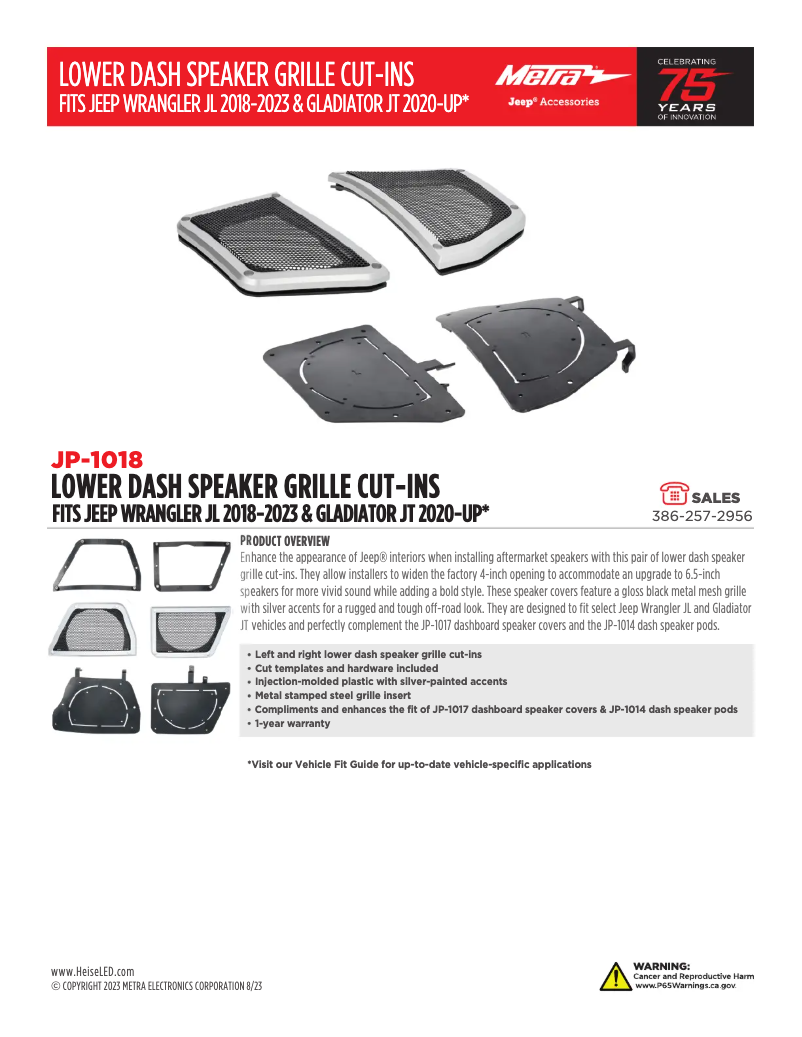 Page 1 of the manual Brochure Metra JP-1018