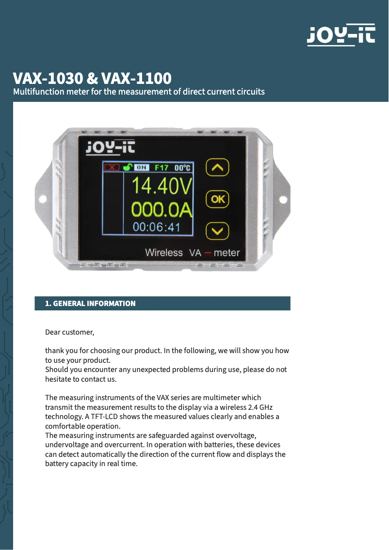 Image de la première page du manuel de l'appareil VAX 1100