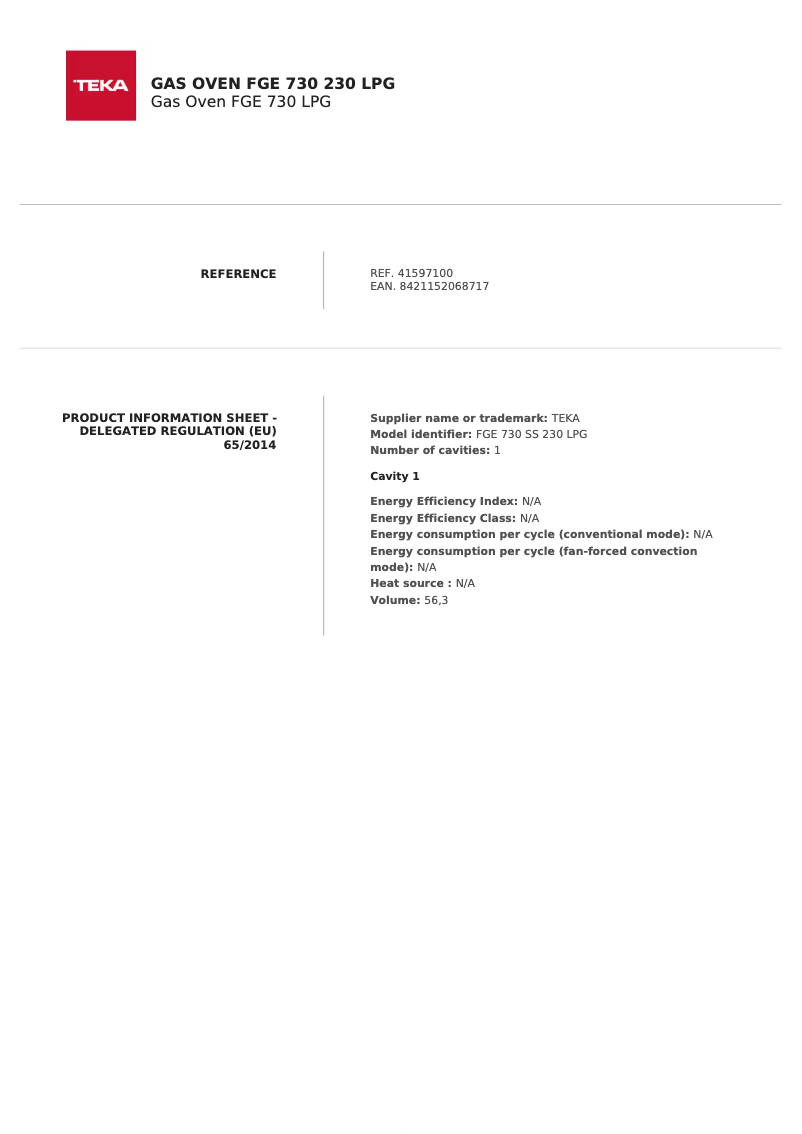 First page image of the manual for FGE 730 230 LPG