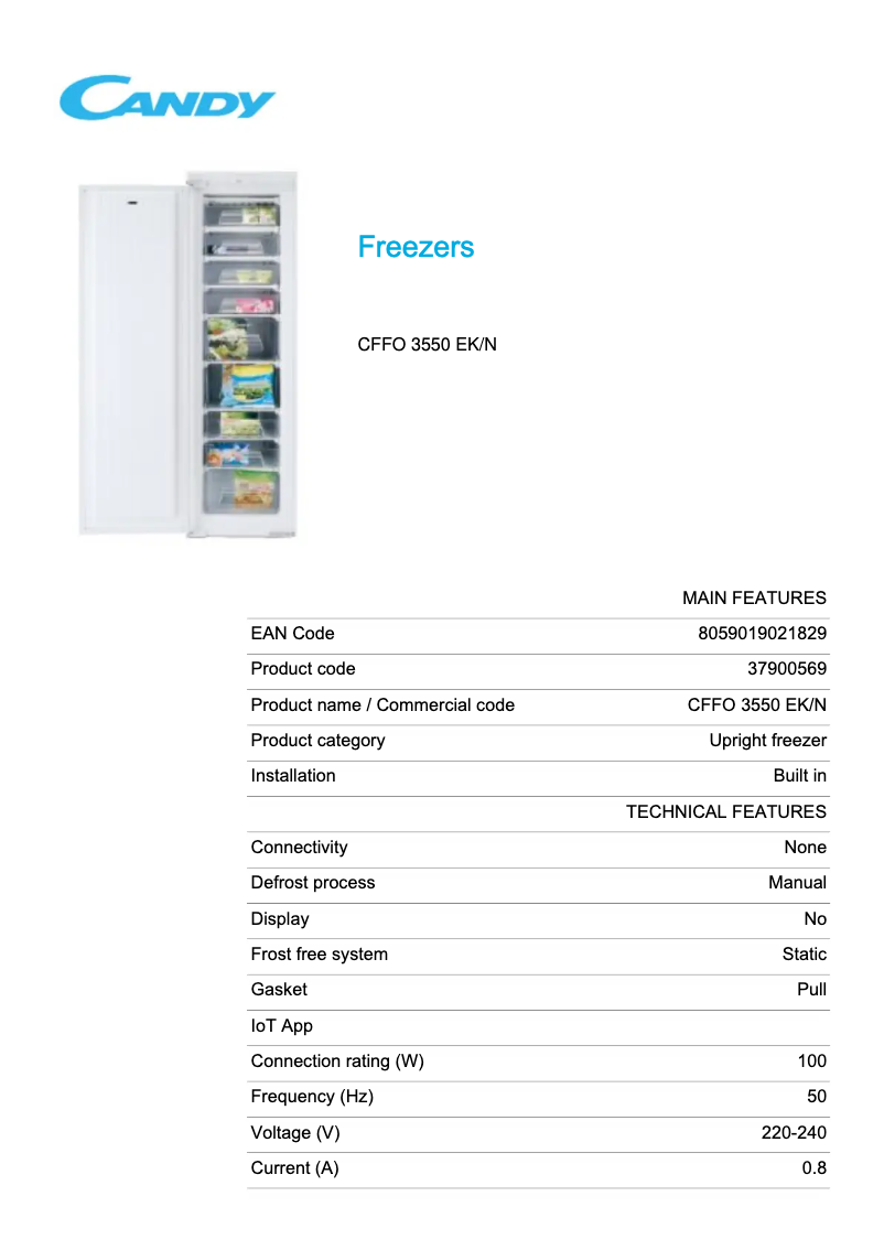 First page image of the manual for CFFO 3550 EK/N