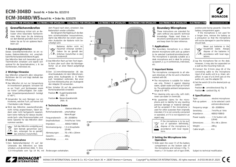 First page image of the manual for ECM-304BD