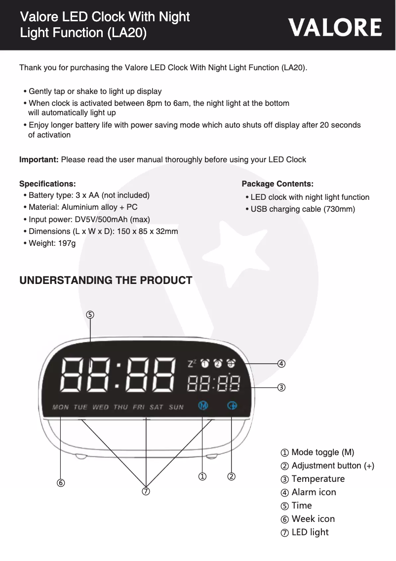 First page image of the manual for LA20