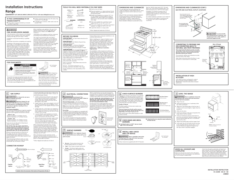 Page 1 of the manual Installation Guide GE JGB860BEJTS