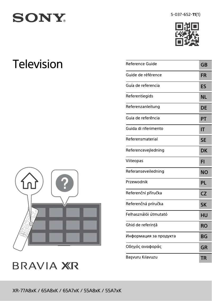 Page 1 of the manual User Manual Sony XR-65A75K