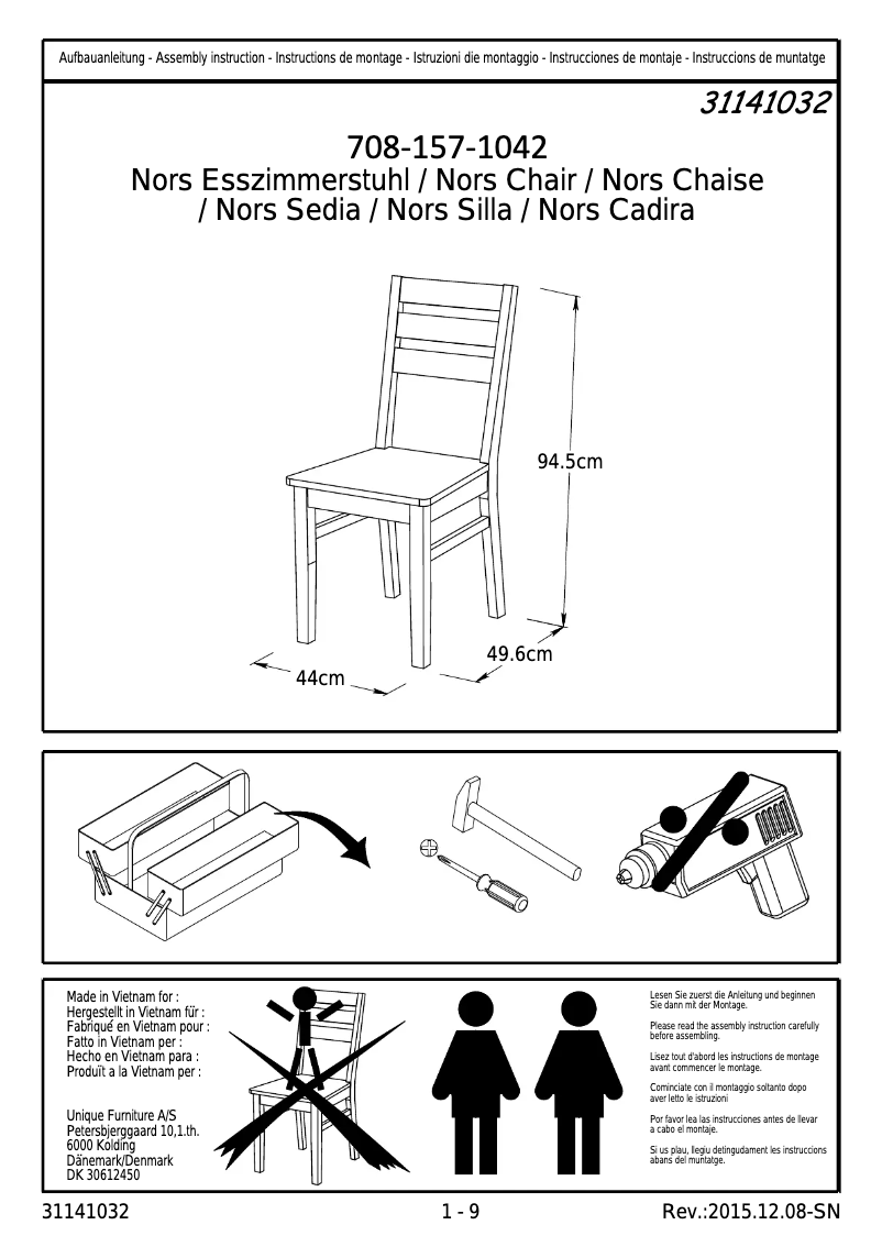 Image de la première page du manuel de l'appareil Nors