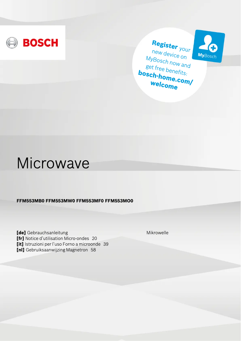 First page image of the manual for FFM553MB0