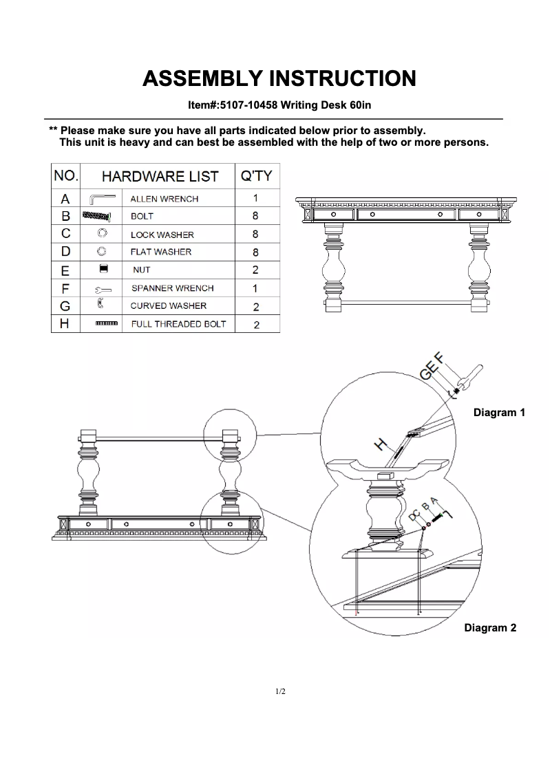 Page 1 of the manual User Manual Hooker 5107-10458