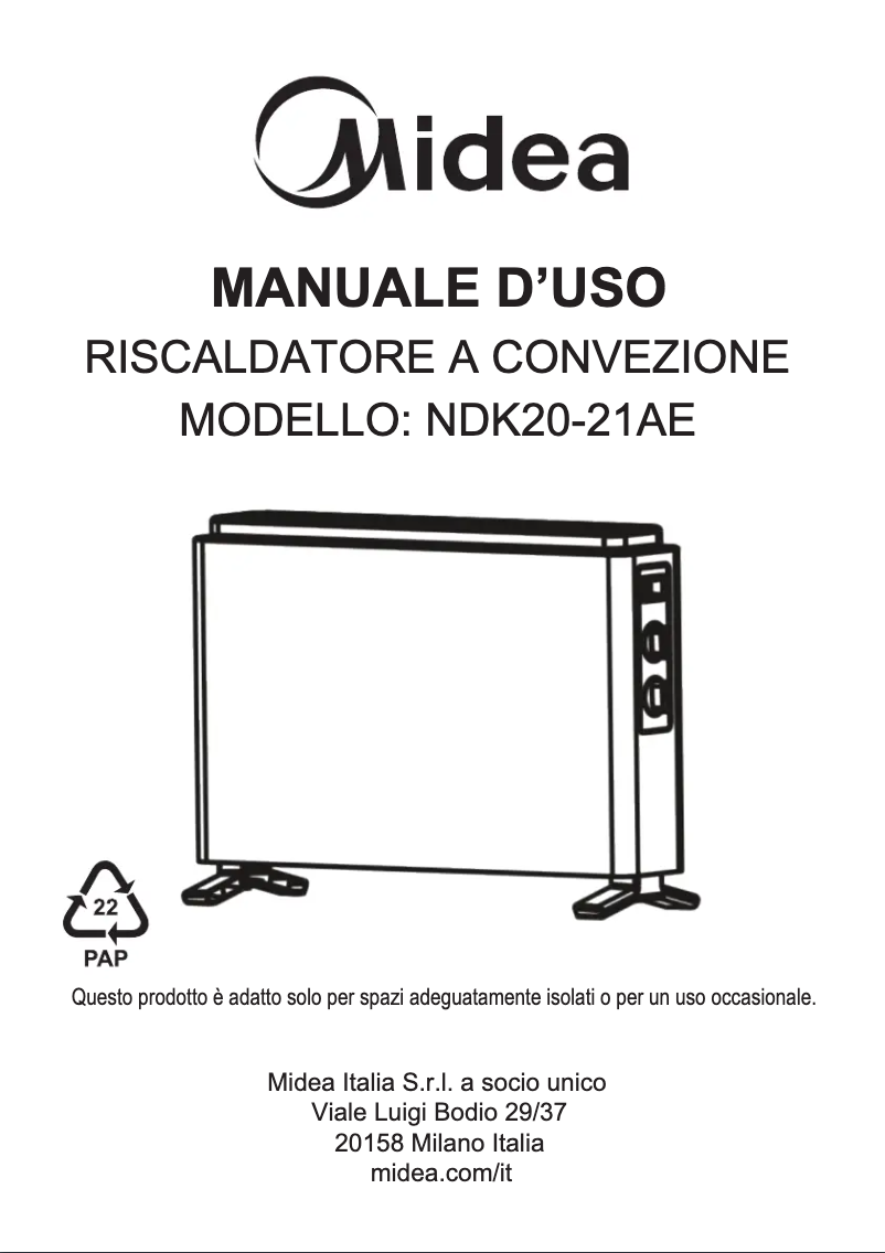 Page 1 de la notice Manuel utilisateur Midea NDK20-21AE