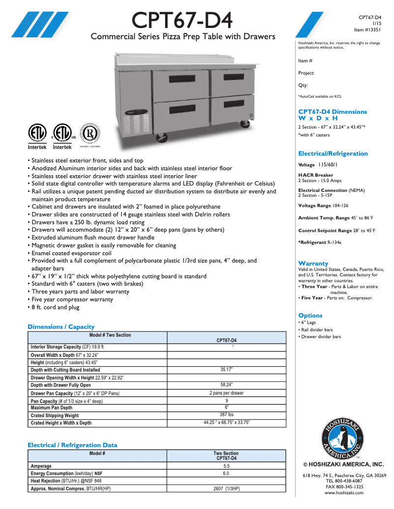 First page image of the manual for CPT67-D4