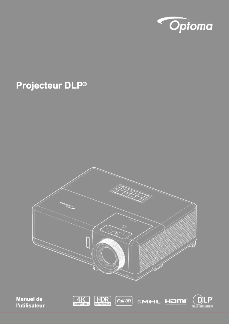 Page 1 of the manual User Manual Optoma ZW400