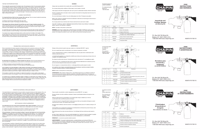 Page 1 of the manual User Manual Chapin G362