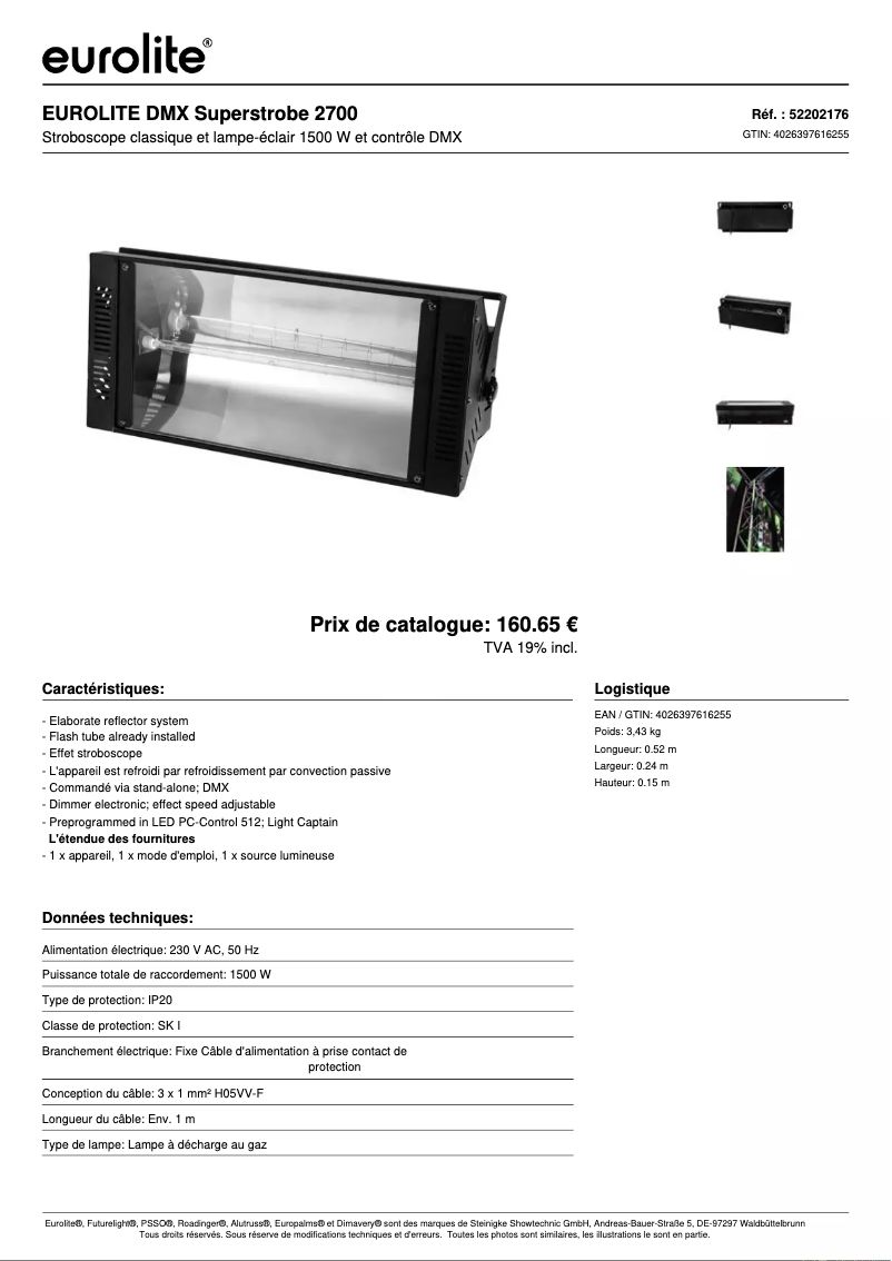 First page image of the manual for DMX Superstrobe 2700