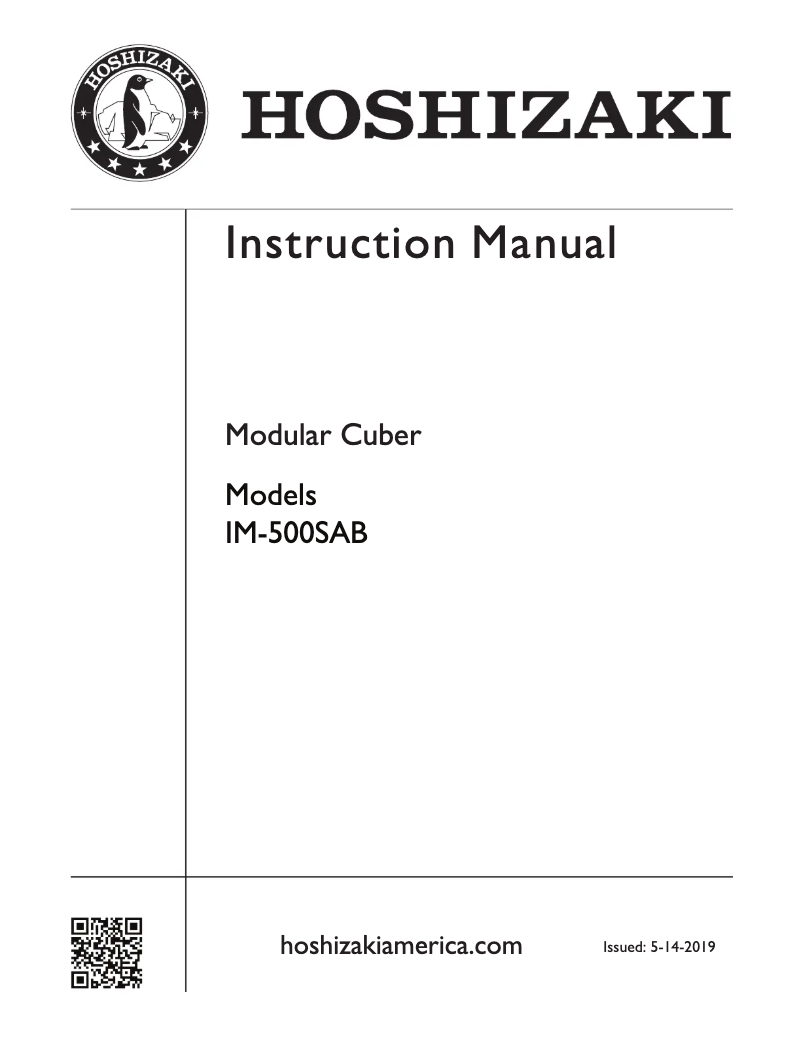 Page 1 of the manual Installation Guide Hoshizaki IM-500SAA
