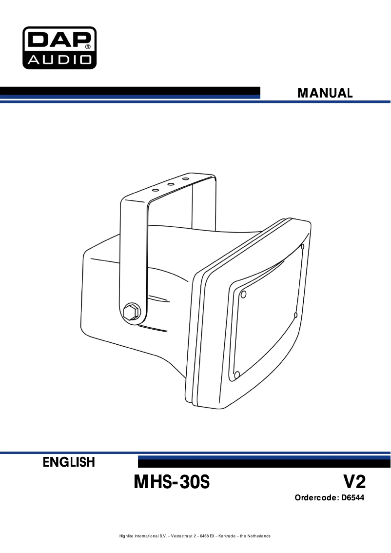 Page 1 of the manual User Manual DAP-Audio MHS-30S