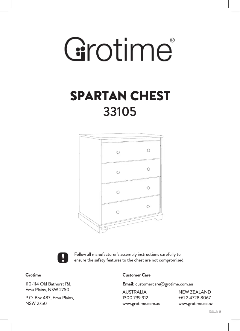 First page image of the manual for Spartan Chest