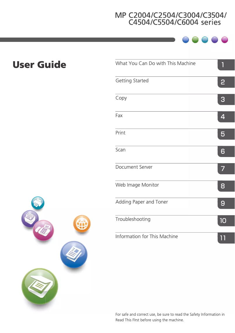 First page image of the manual for MP C3004