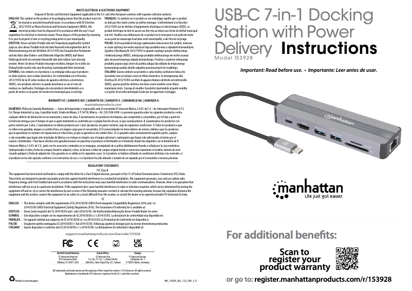 Page 1 of the manual User Manual Manhattan 153928