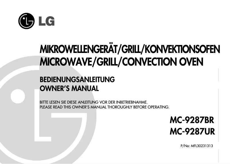 Page 1 of the manual User Manual LG MC-9287UR