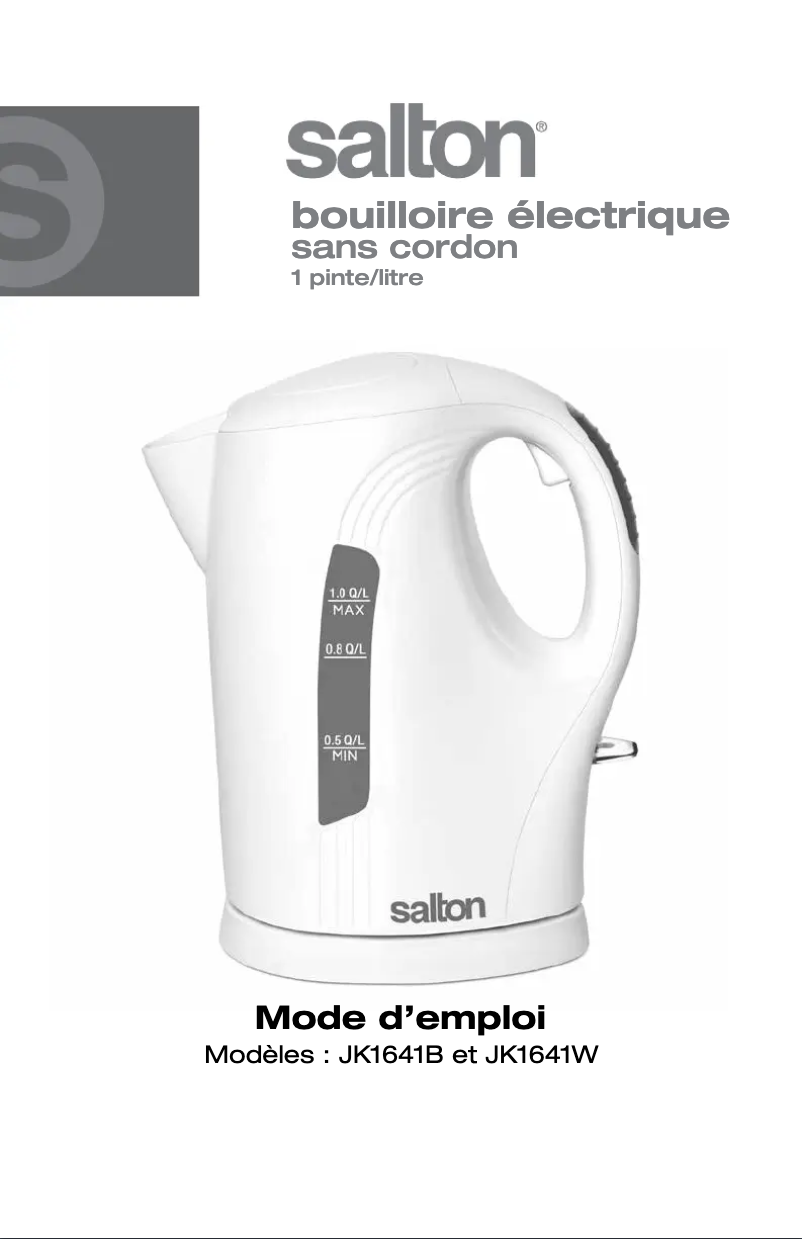 Page 1 of the manual User Manual Salton JK1641