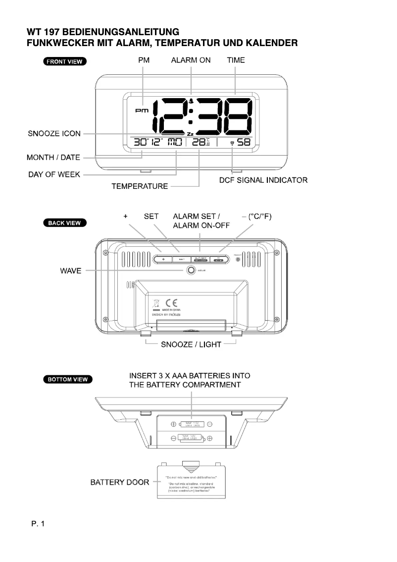 First page image of the manual for WT 197