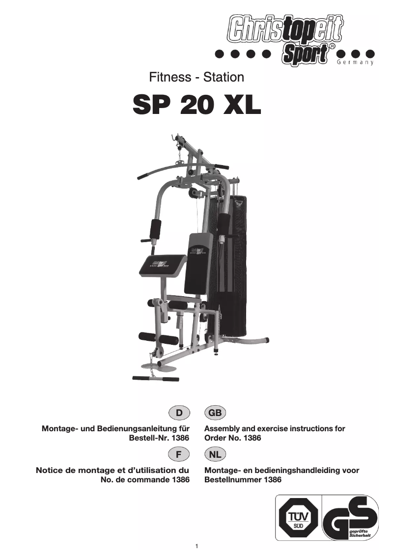 Page 1 of the manual User Manual Christopeit SP 20 XL