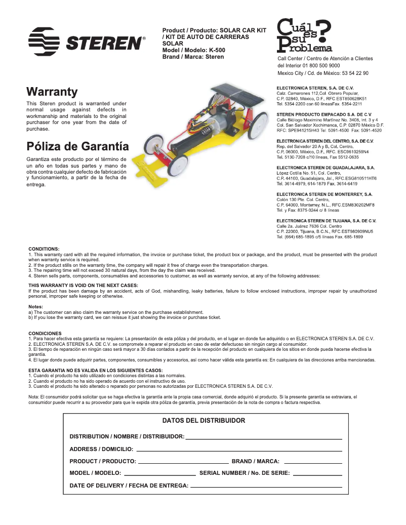 Page 1 of the manual User Manual Steren K-500