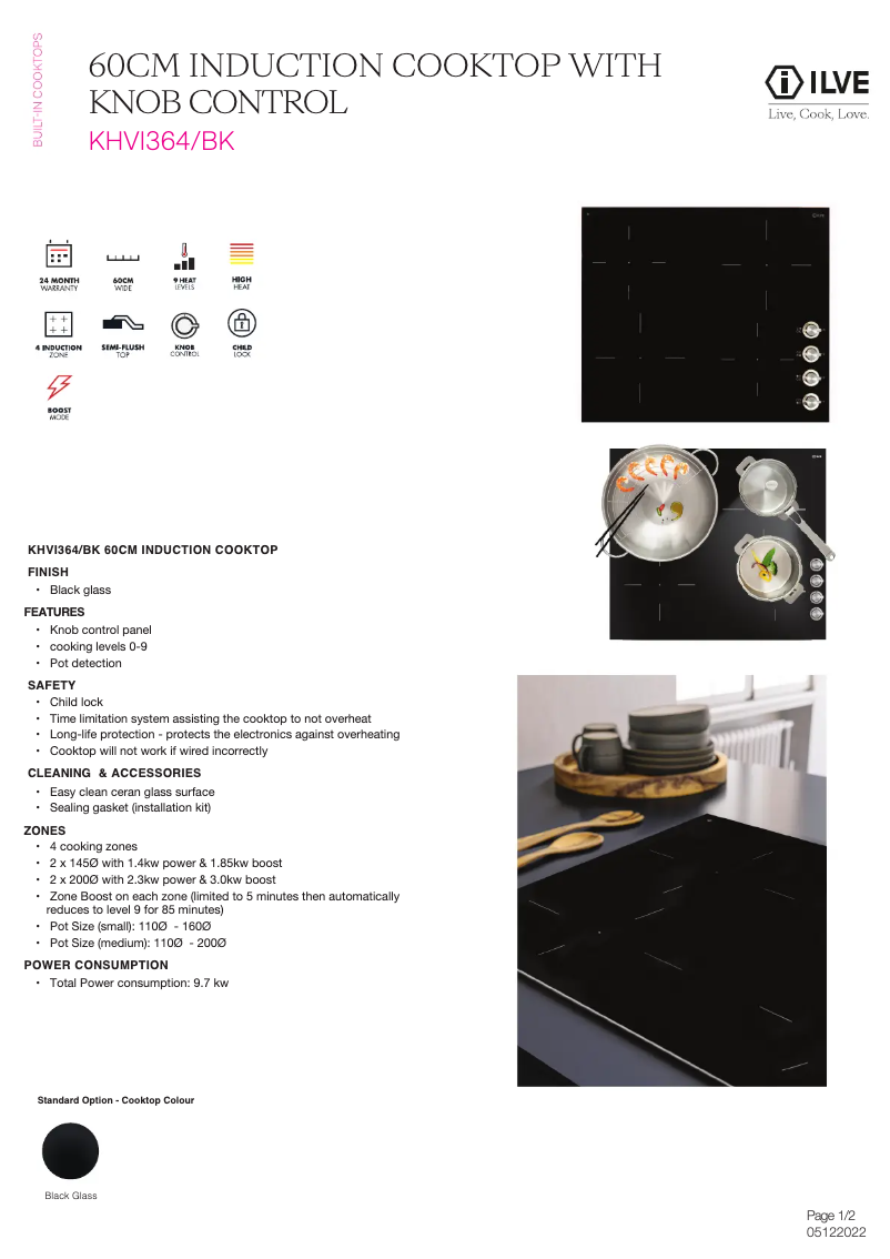 Page 1 of the manual Technical Sheet Ilve KHVI364BK