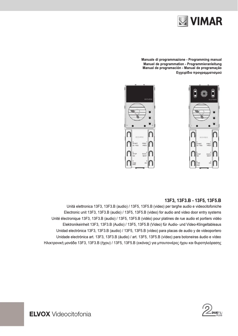 Page 1 of the manual User Manual Vimar ELVOX 13T3/2