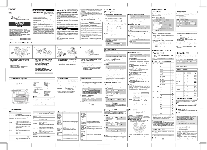 Page 1 of the manual User Manual Brother P-touch PT-D200G