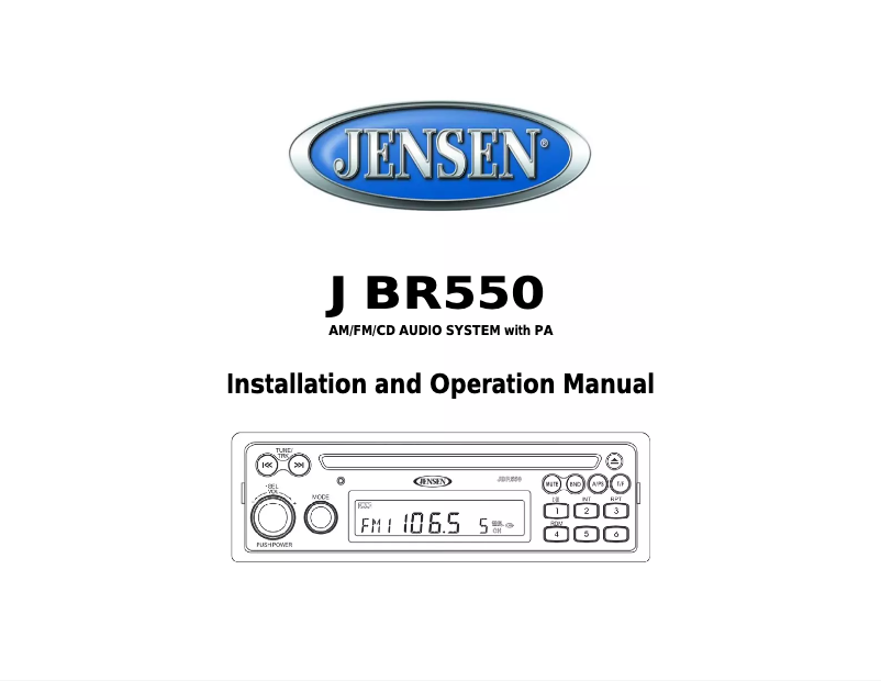 Page 1 of the manual User Manual Jensen JBR550