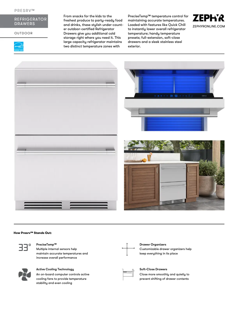 Page 1 of the manual Technical Sheet Zephyr PRRD24C2AS-OD