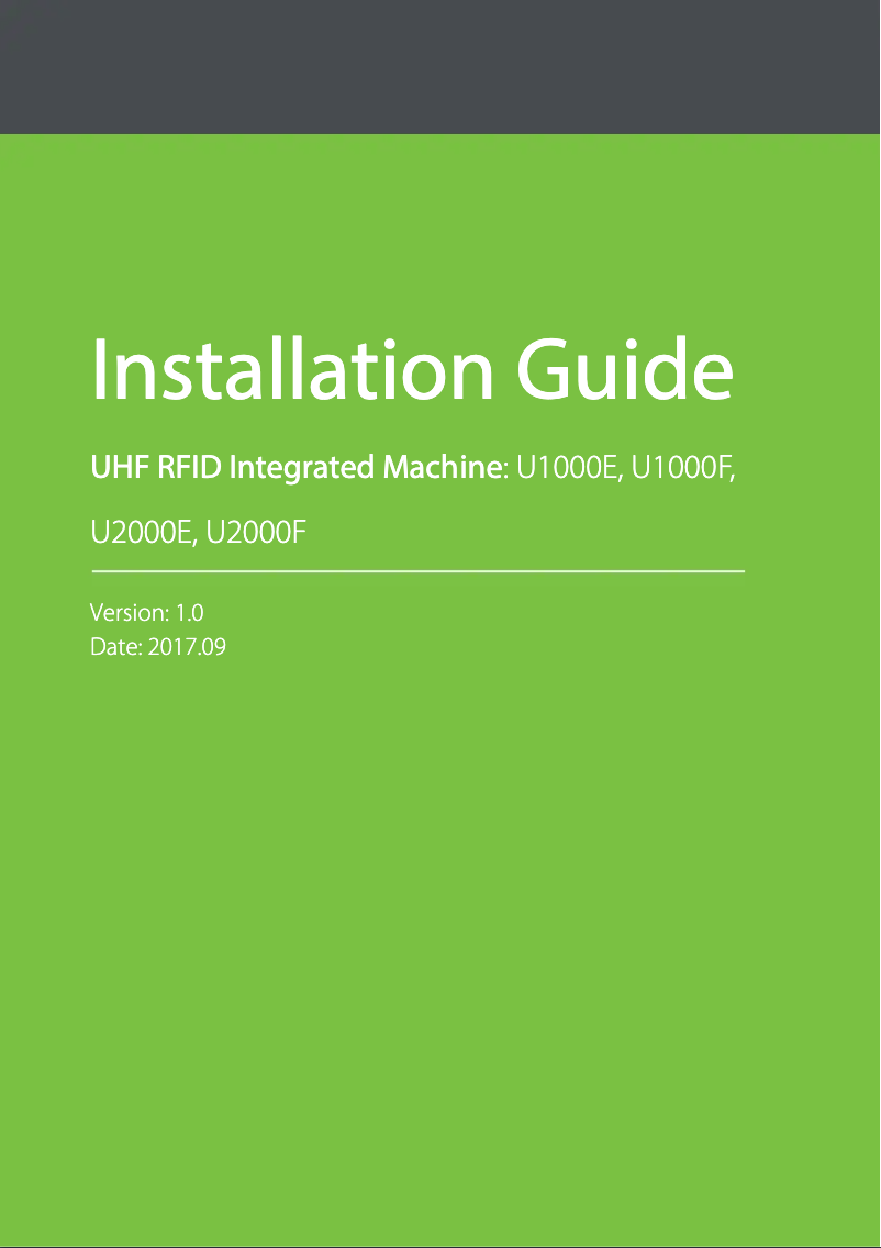 Page 1 of the manual Installation Guide ZKTeco U2000