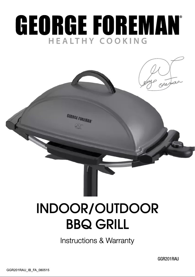 Page 1 of the manual User Manual George Foreman GGR201RAU