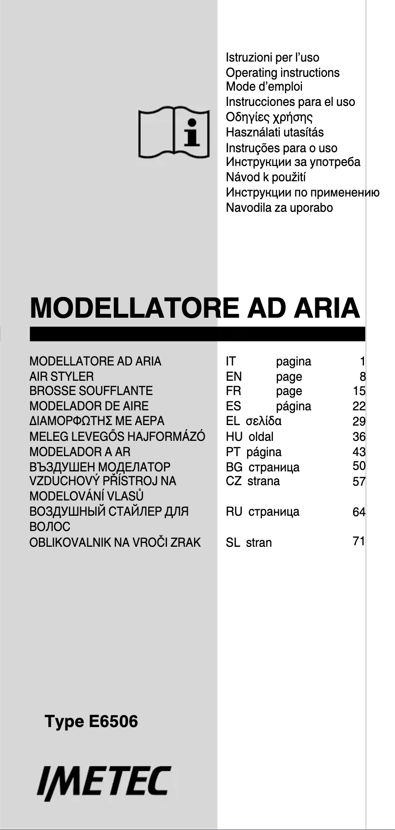 Page 1 of the manual User Manual Imetec Bellissima GH15 2000