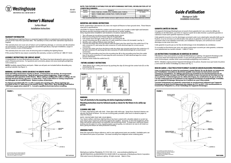 Page 1 of the manual User Manual Westinghouse 6322700