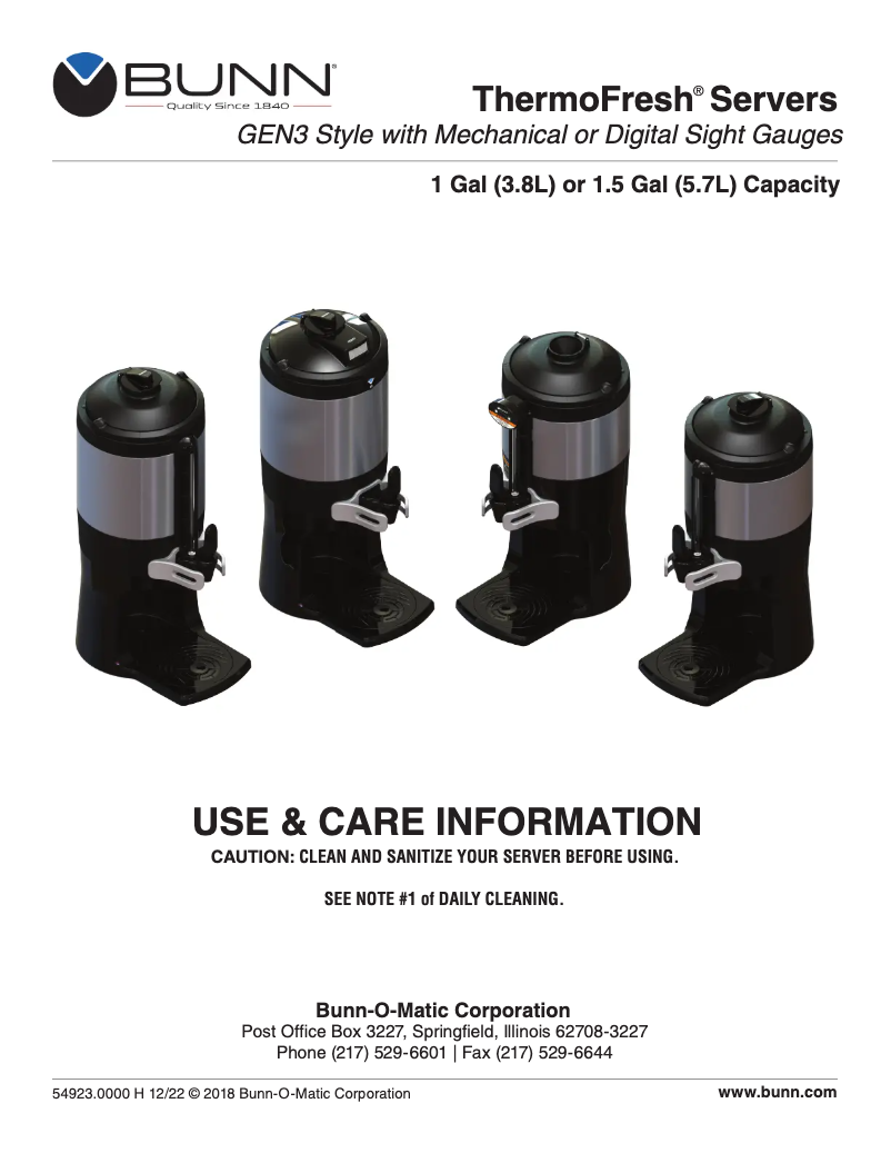 Image de la première page du manuel de l'appareil ThermoFresh